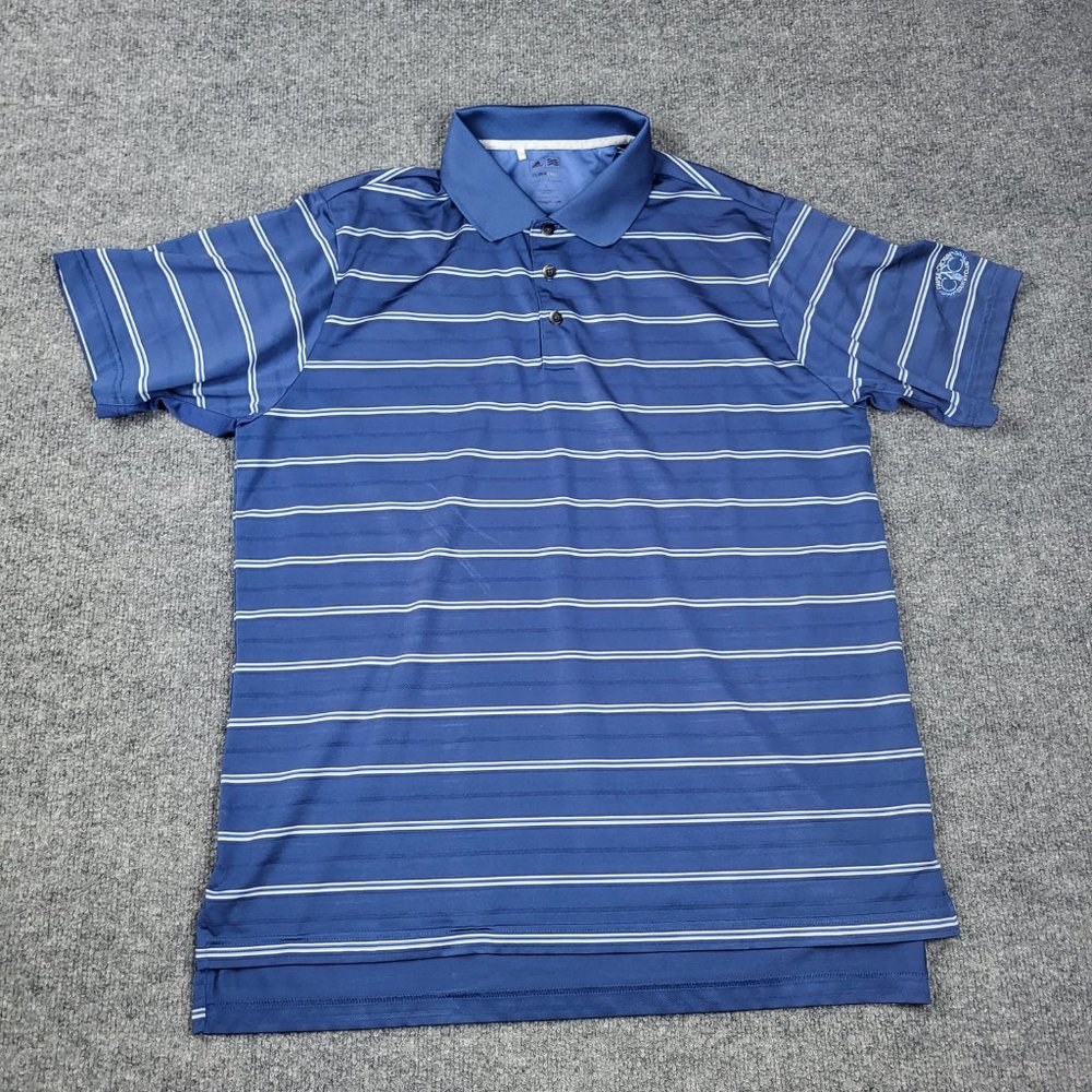 Adidas Polo Shirt Men's Blue with stripes Golf Large